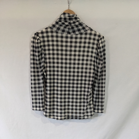 Free People Gingham Checkered Sheer Fitted Turtleneck Size Medium - Picture 8 of 10